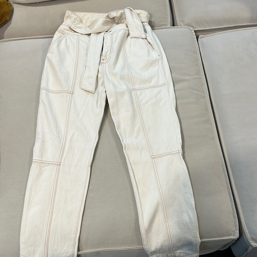 Jonathan Simkhai creme jeans with belt